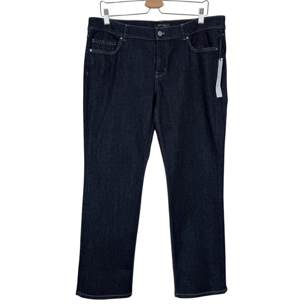 White House Black Market Noir Dark Wash Denim Jeans Size 14 NWT